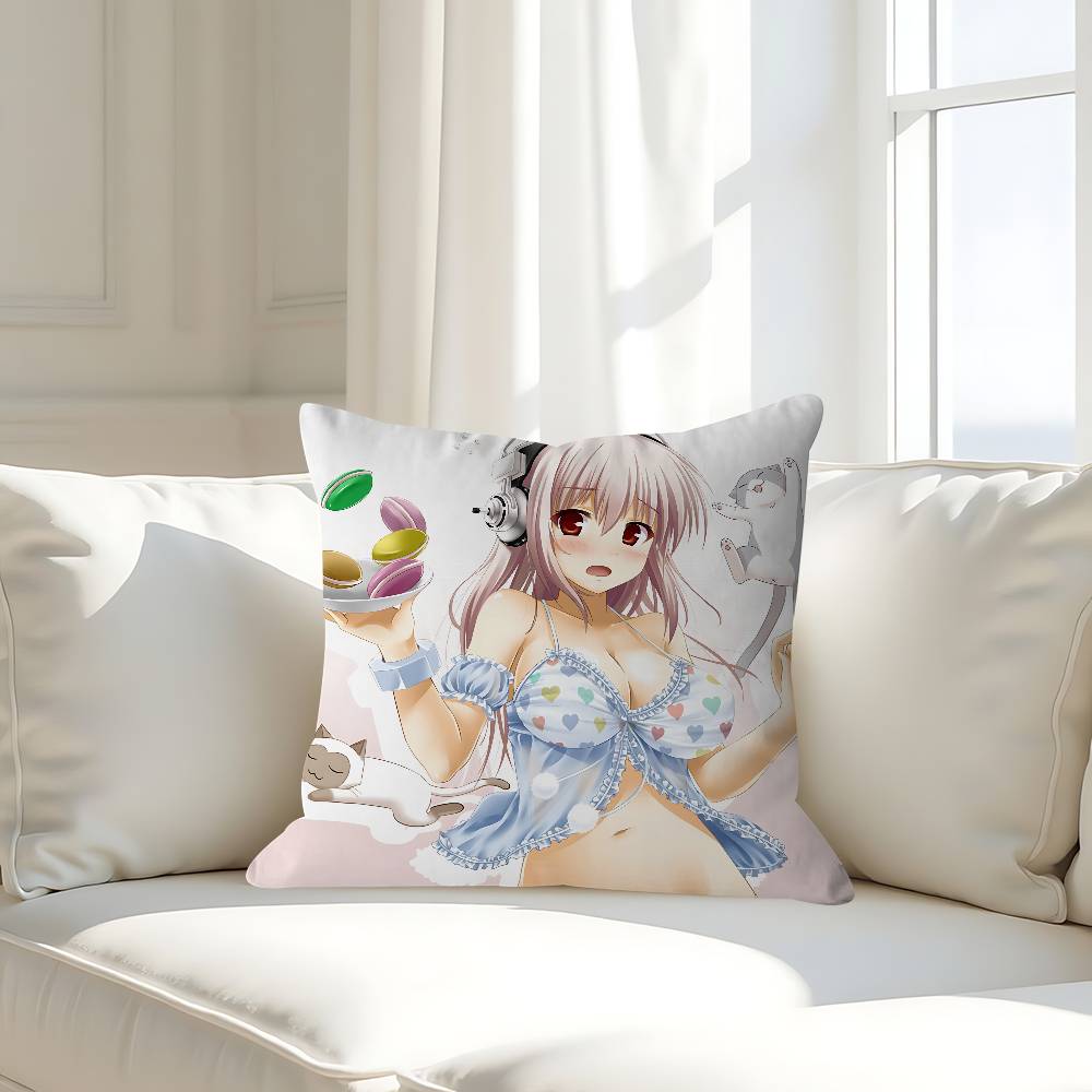 Anime Super Sonico Pillow Case Removable Washable Cushion Cover – All-Season Soft Linen
