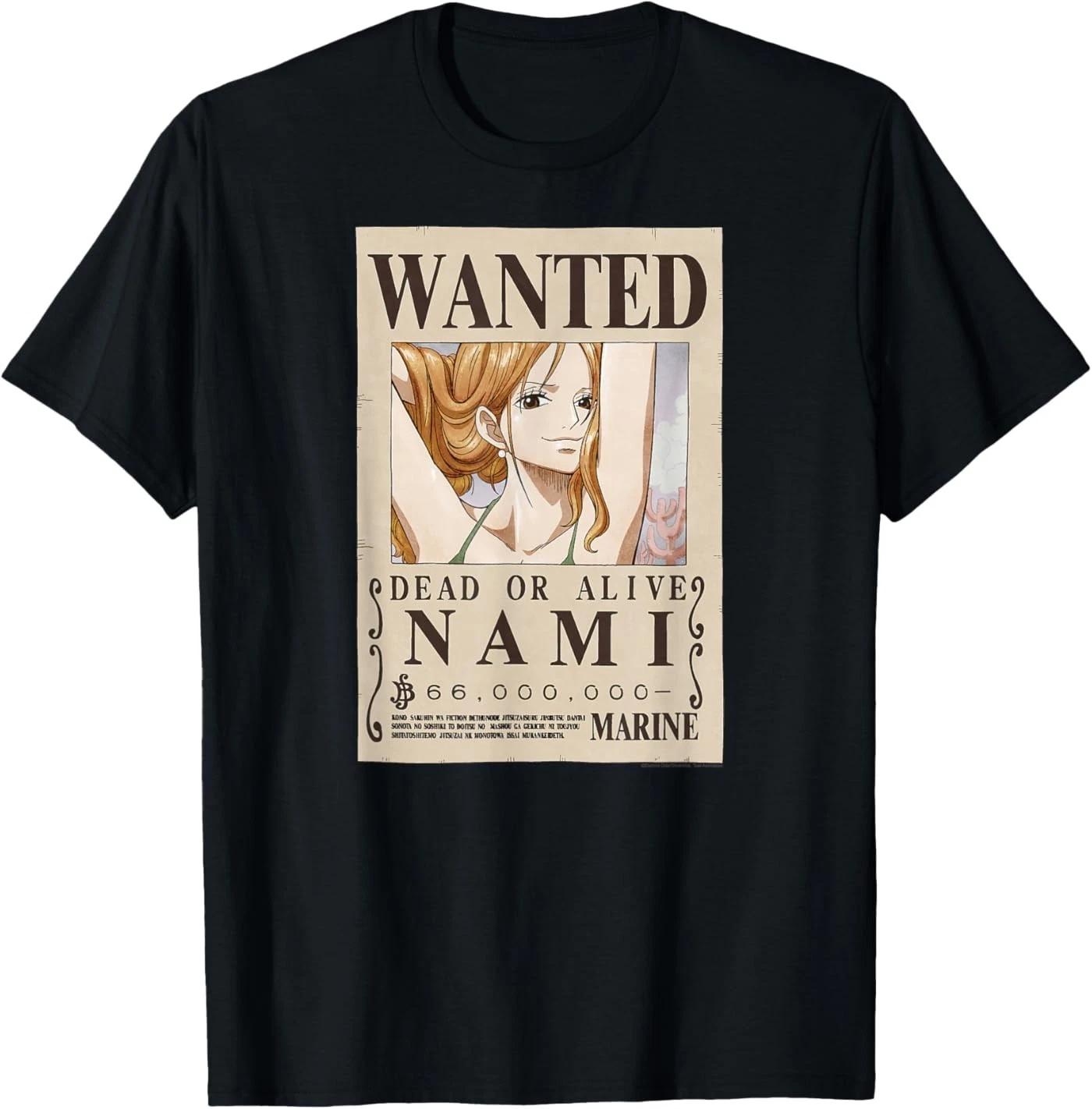 One Piece Anime Cat Burglar Nami Wanted Poster T-Shirt 4XL