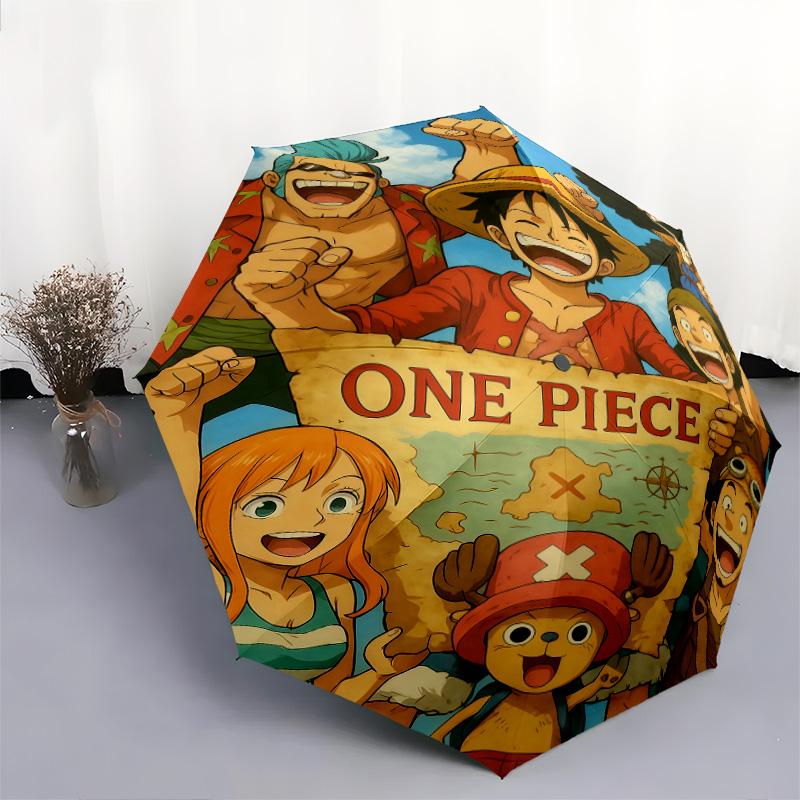 1 PC Automatic Folding Umbrella - Anime One Piece Pattern Portable Foldable Design With 8 Ribs Christmas Birthday Gifts