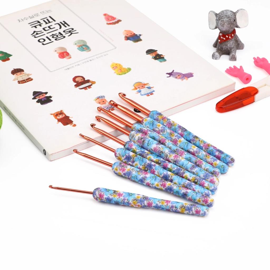 8pcs/set Sewing Crochet Hooks Ceramic Handle Alumina Crochet Hooks Knitting Needles Set Sewing Crochet for Weave Sewing Needles DIY Tool