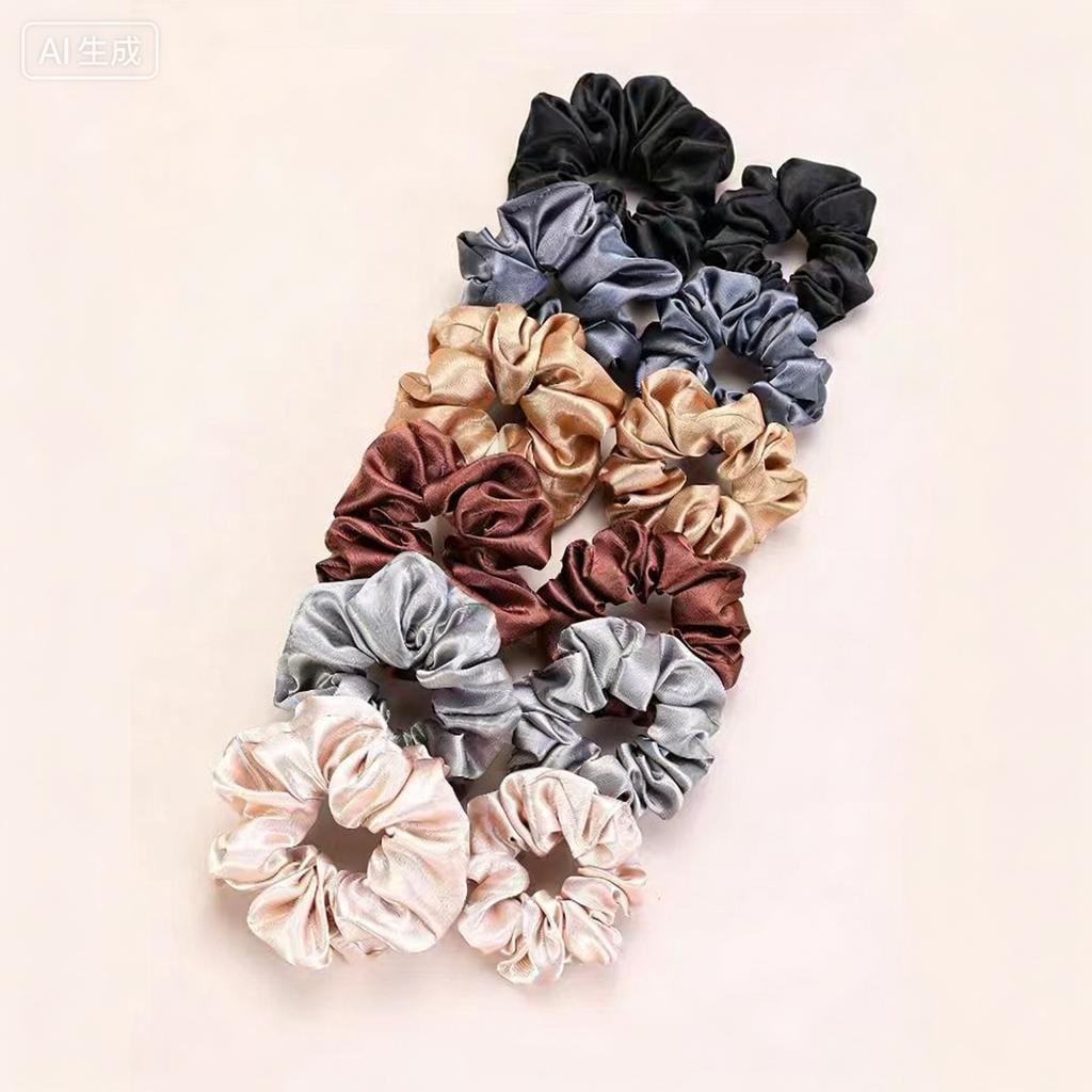12Pcs Women Satin Hair Scrunchies, Mixed Colors Fashion Hair Rings, High Elasticity Soft Comfortable Hair Accessories