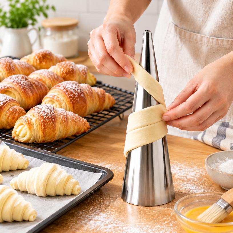 430 Stainless Steel Conical Baking Mold for Croissants and Danish Pastries