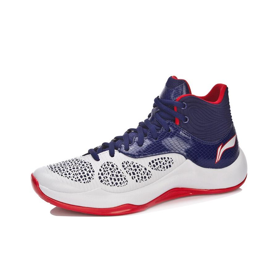 Li Ning Sonic 5 PU Fabric Synthetic Leather Basketball Shoes Men Sneakers Blue White ABPM005-4
