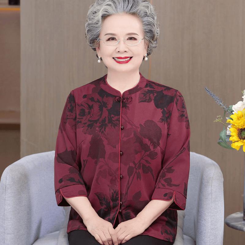 Elderly Women s Chinese Retro Loose Fit Blouse XL