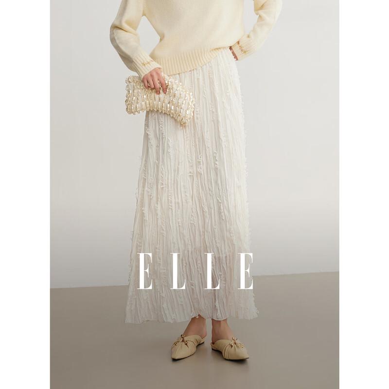 ELLE Women s Textured Pleated A-Line Skirt EU 40