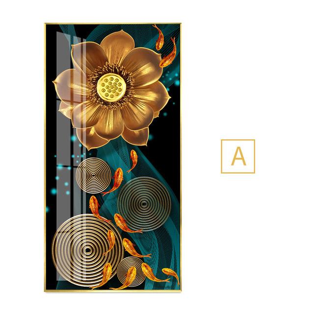 

Китайский стиль гостиная абстрактные золотые рыбы лотоса холст картины современное искусство плакаты принты украшения стены коридора картины без рамки 20*40cm No Frame