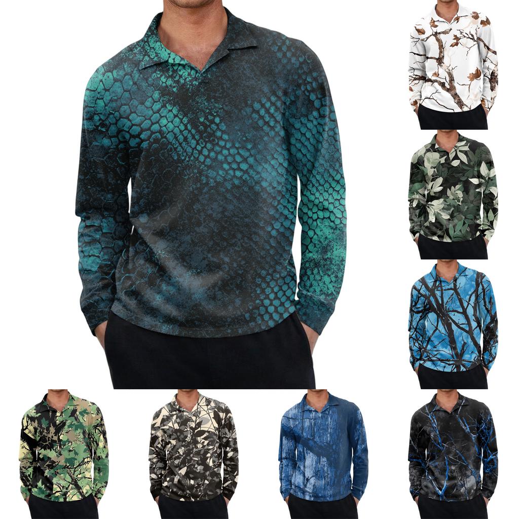 Men's Casual Retro Small V-neck Long-sleeved Top