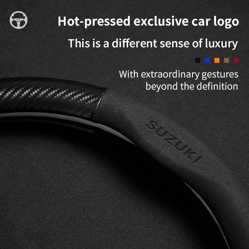 Für Suzuki S-Cross Swift SX4 Vitara Jimny Grand-Vitara Baleno Equator Celerio Ciaz Auto Wildleder Carbonfaser Lenkradabdeckung