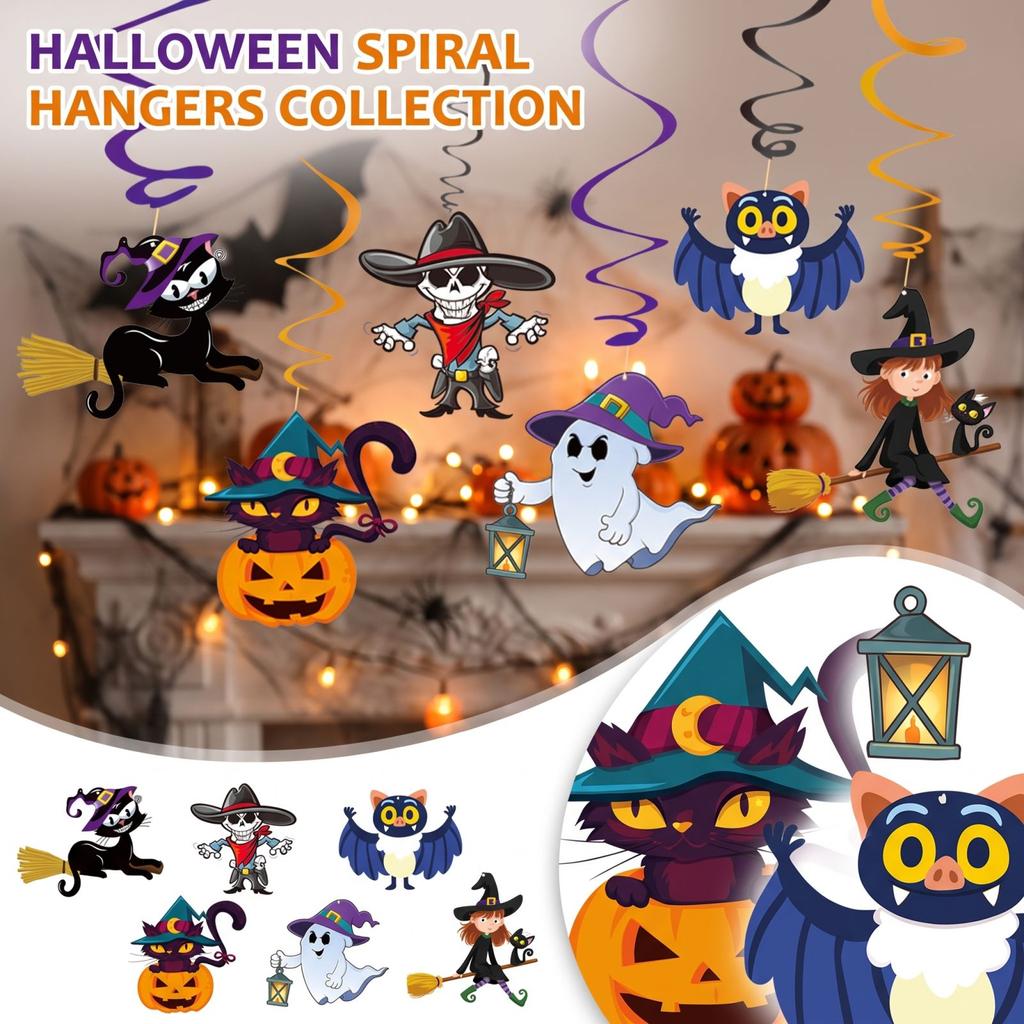 Halloween Hanging Decorations for Themed Party, 6 Pack