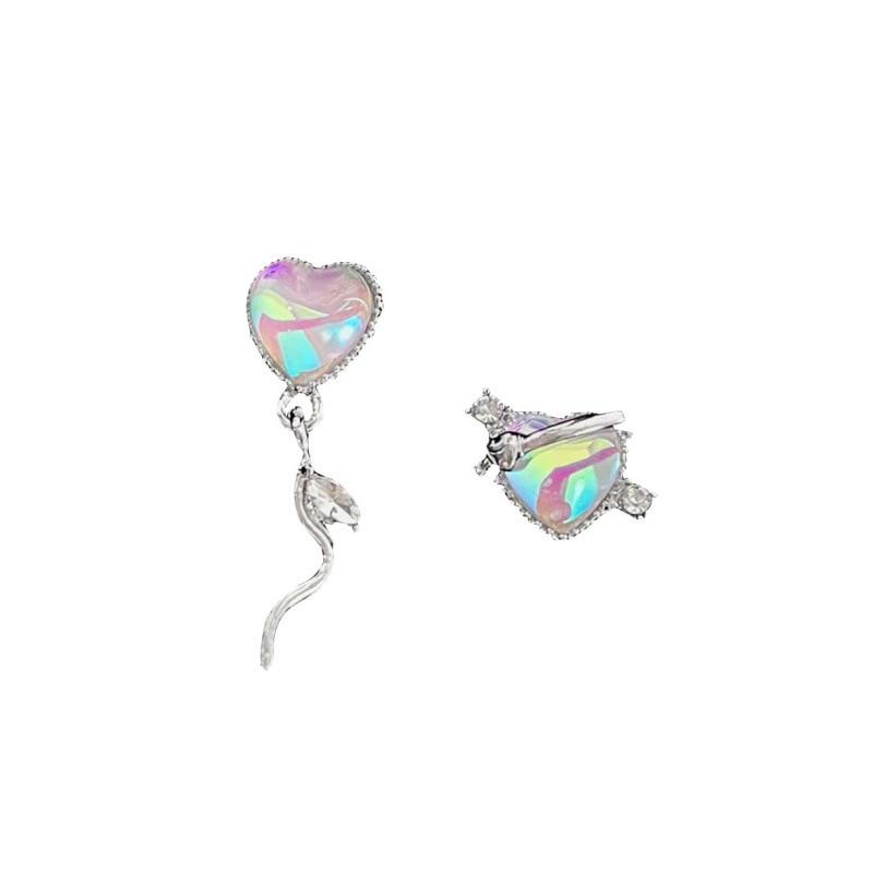 

Pinkdudu модные лазерные цветные асимметричные серьги-капли «Любовь» романтические роскошные серьги в форме сердца для женщин ювелирные изделия PD1460 AB