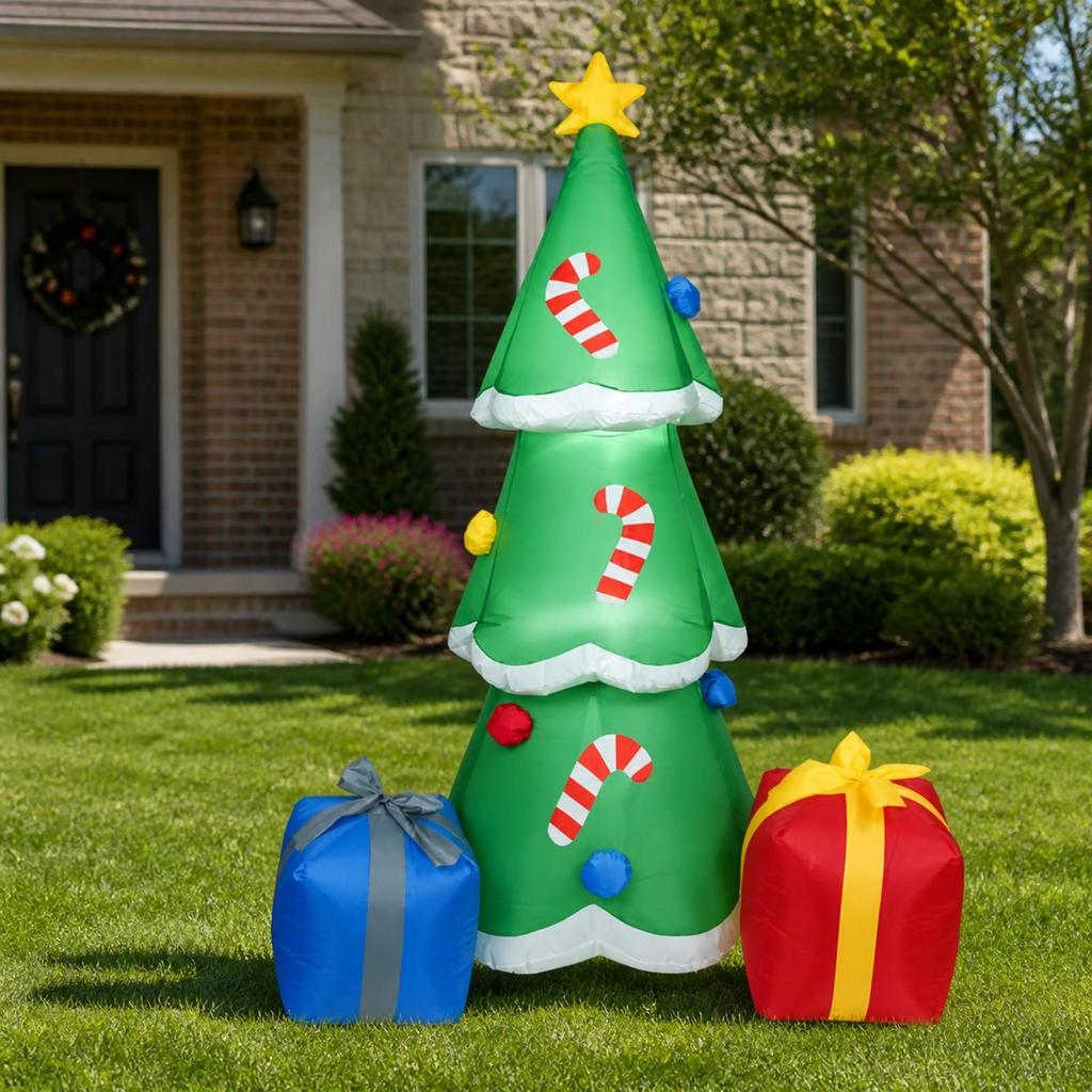 Fabric Inflatable Christmas Tree with Gift Box Decorations Festive 1.8 M