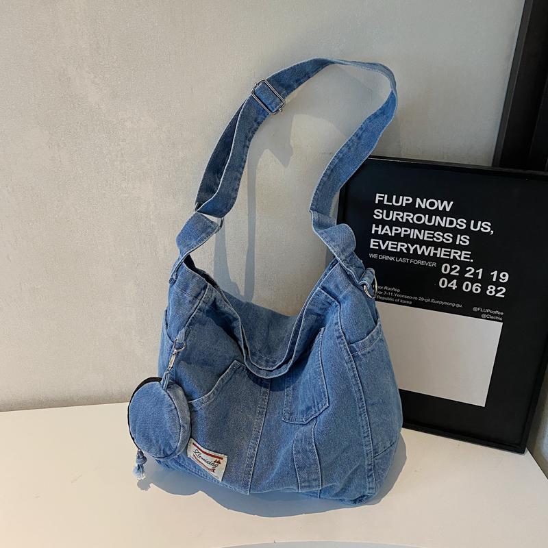 Denim Bag Women's Tote Bag Large Capacity Crossbody Bag Student Class Shoulder Bag