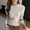 Ladies Spring Autumn Long Sleeve Zipper Stand Collar Solid Color Pullover Casual T Shirt Top