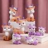 Mini Reindeer Statue Cartoon Fawn Elk Pattern Figurine Animal Cake Topper Desk