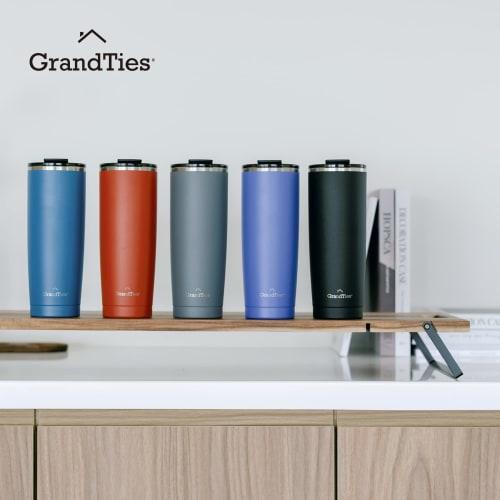 GRANDTIES Premium Drinkware Vacuum Insulated Tumbler, 590ml - Car Cup Holder Compatible & Easy Open Mouth (Midnight Black)