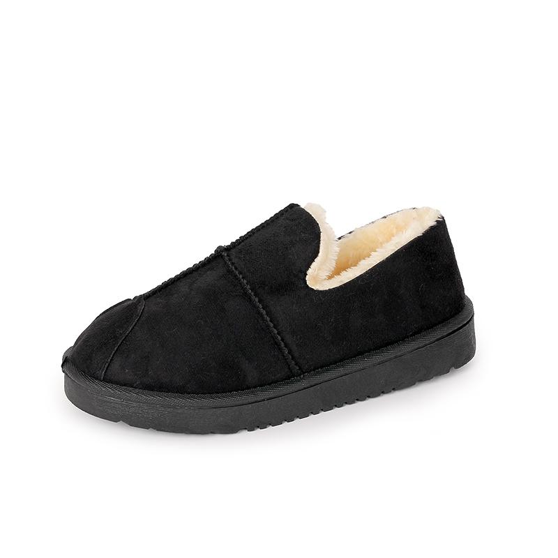 Fashion Large Size Women's Velvet Thickened Warm Cotton Shoes 2024 Winter New Solid Color Simple Versatile Round Toe Low-top Snow Boots