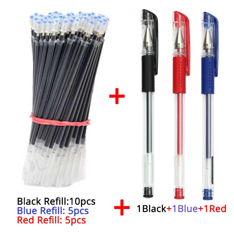23 Pcs/set Ballpoint Pen Refill Set Black Blue Red Ink Gel Pen Bullet Tip 0.5mm School Office Supplies Stationery