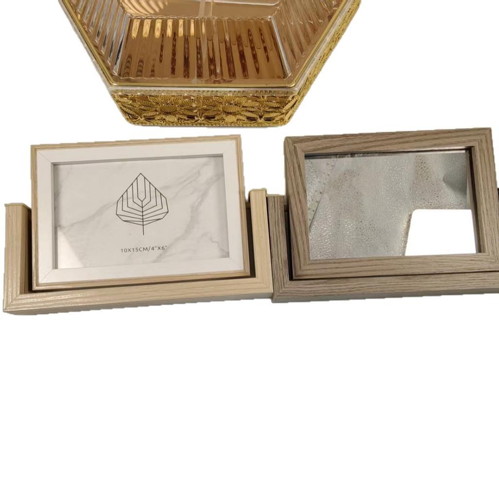 Cadre Photo Rotatif en Bois Double Face de Forme Irrégulière 6 Pouces Décorations pour Panneaux Muraux de Maison Décoration Intérieure de Maison