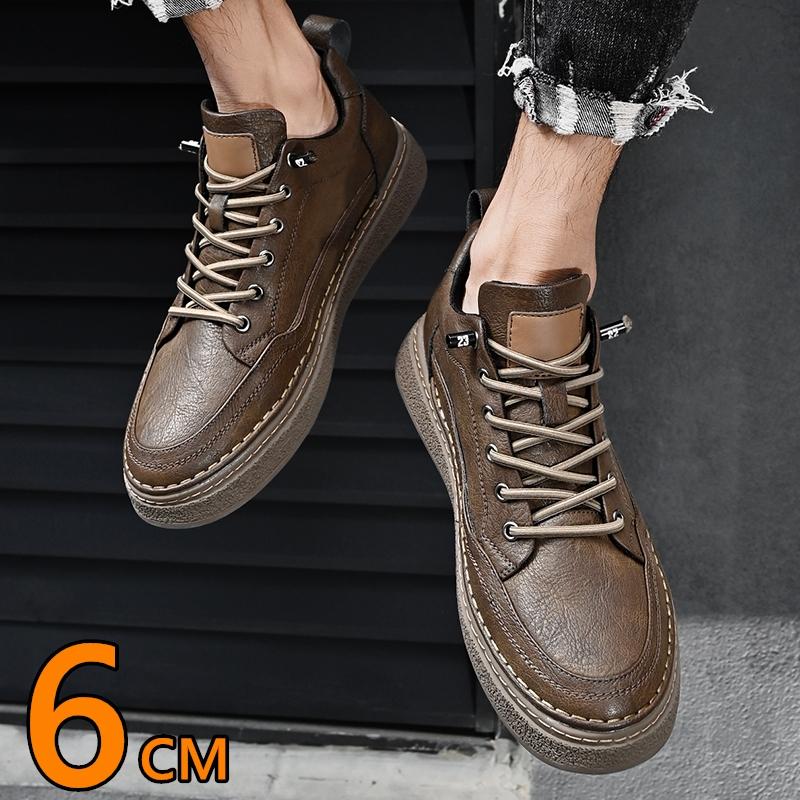 Sneakers Booster da Uomo Scarpe con Zeppa Chunky Rialzo Altezza Soletta 6cm Uomo Rialza Alto Pelle Primavera Autunno Rialzo Sportive