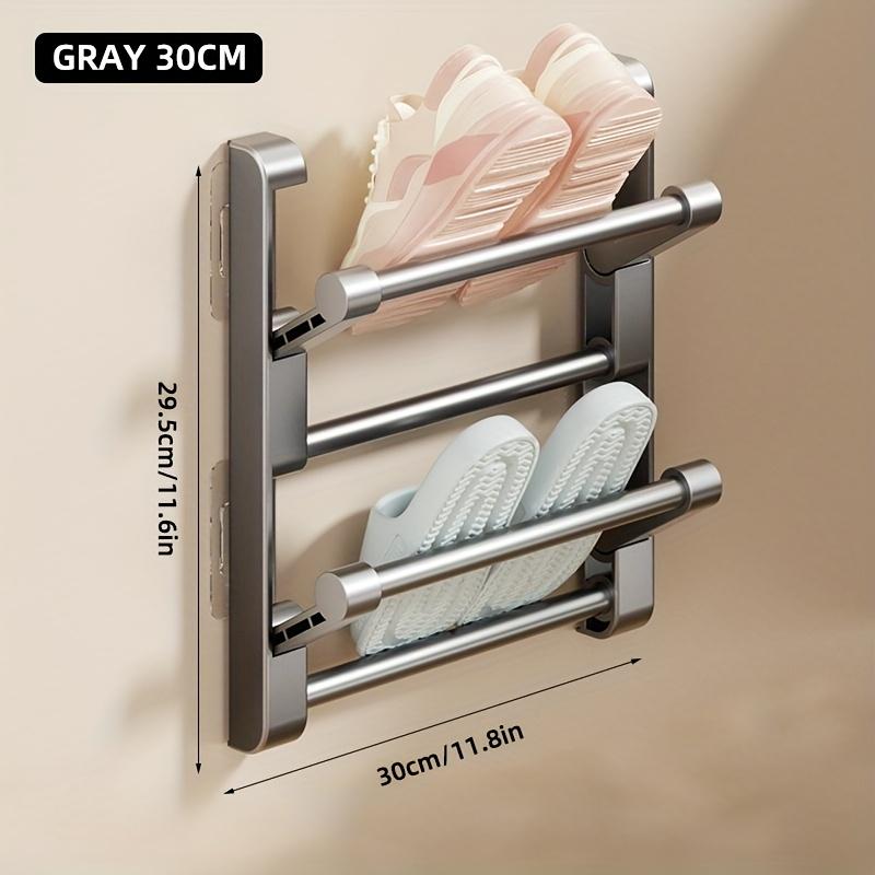 

2-Tier Simple Shoe Rack Wall-mounted Bathroom Slippers Hook Holder Shoes Slipper Drain Storage Drying Rack Shoe Organizer Hanger