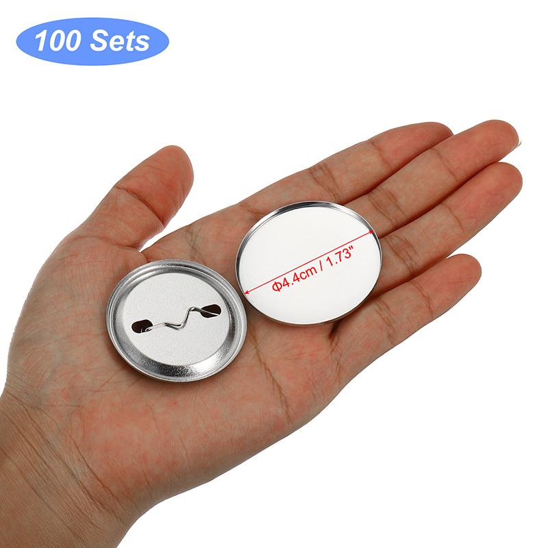 100/200pcs Blank Badge Pin Button Maker Parts Metal DIY Button Material Supplies Reflective Back for Button Maker Machine Round