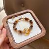 Natural Crystal Safety Buckle Beaded Bracelet For Women Adjustable Braided Rope Retro Brown Healing Stone Lucky Charm Jewelry Holiday Daily Wear Gift