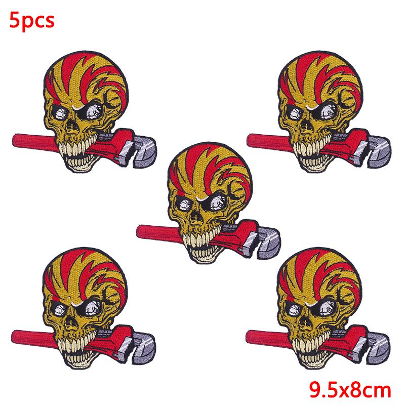 5Pcs/Lot Punk Animal Patch Iron On Embroidery Patches For Clothing Thermoadhesive Patches On Clothes Hip Hop Patch For Clothes