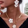Vintage Metal Jewelry Set Bohemian Style Pendant Jewelry Flower Necklace Earrings  Women