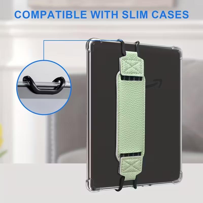 Elastic Tablet Hand Strap, Adjustable PU Leather Finger Grip for 6-8 Inch E-Readers Travel Commute and Home Use