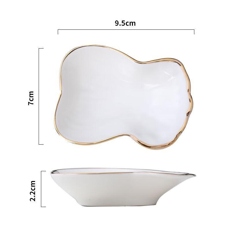 European Style Gold-Rimmed Ceramic Sauce Dish