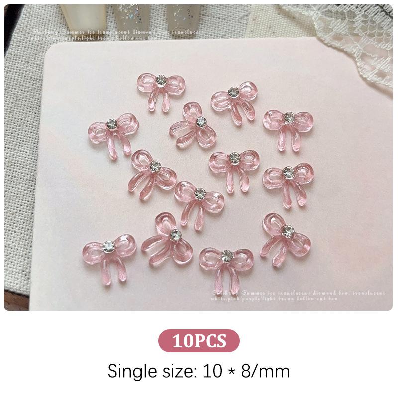 

10Pcs Transparent 3D Nail Art Bow Charms Accessories Parts For Manicure Nails Decoration Supplies