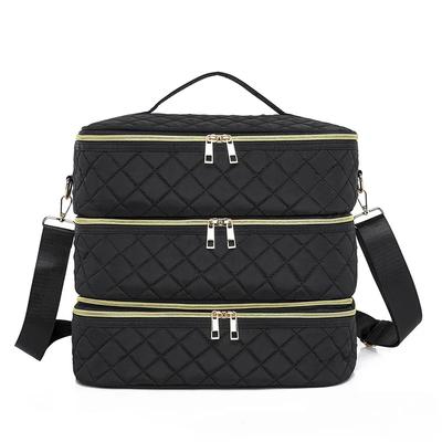 80Bottles Nail Polish Storage Bag Portable Cosmetic Large Shoulder Bag Organizer for Travel Nail Salon 3 Layer Essential Oil Bag