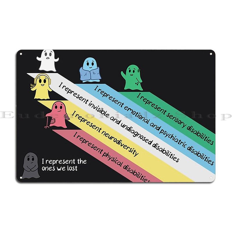 

Флаг гордости инвалидов с привидениями и текстом Металлическая табличка Настенный декор Дизайн для гостиной бара Кино Жестяная вывеска Постер 20x30cm（7.8x11.8inch）