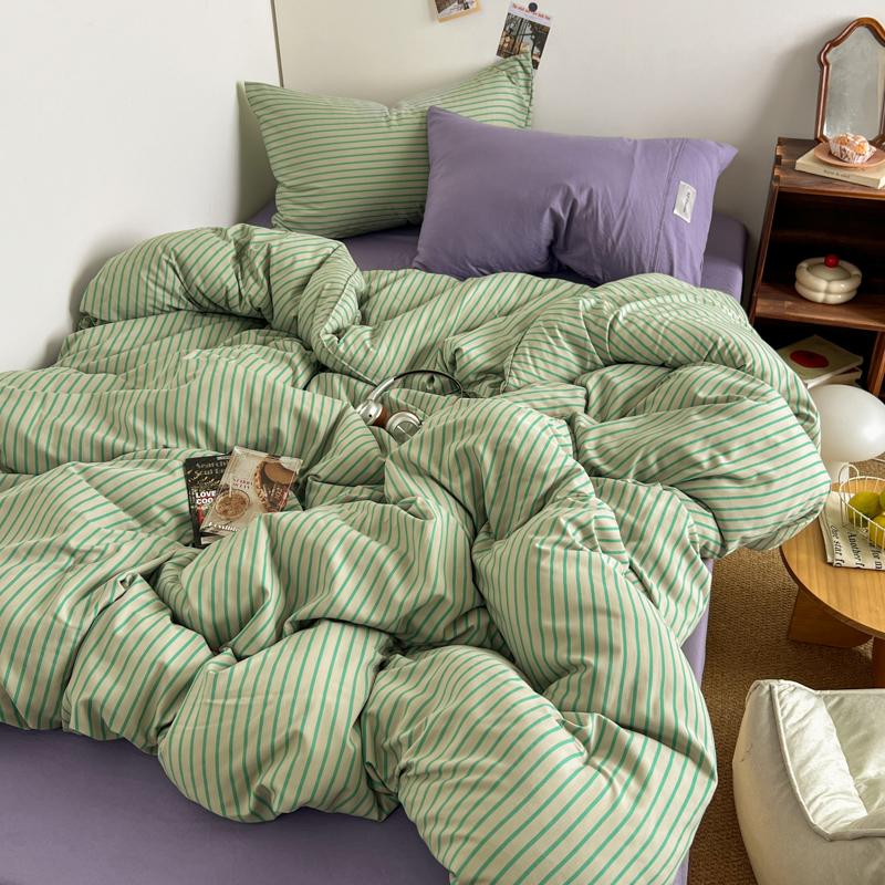 Set Biancheria da Letto Stile Righe Blu Copripiumino Federa con Lenzuolo Lenzuola per Casa Ragazzi Ragazze Camera da Letto Set Lenzuola