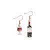Orecchini Pendenti Asimmetrici Creativi Carini Simulazione Mini Bottiglia di Vino Rosso Bicchiere Highball per Donne Accessorio Gioiello Personalità
