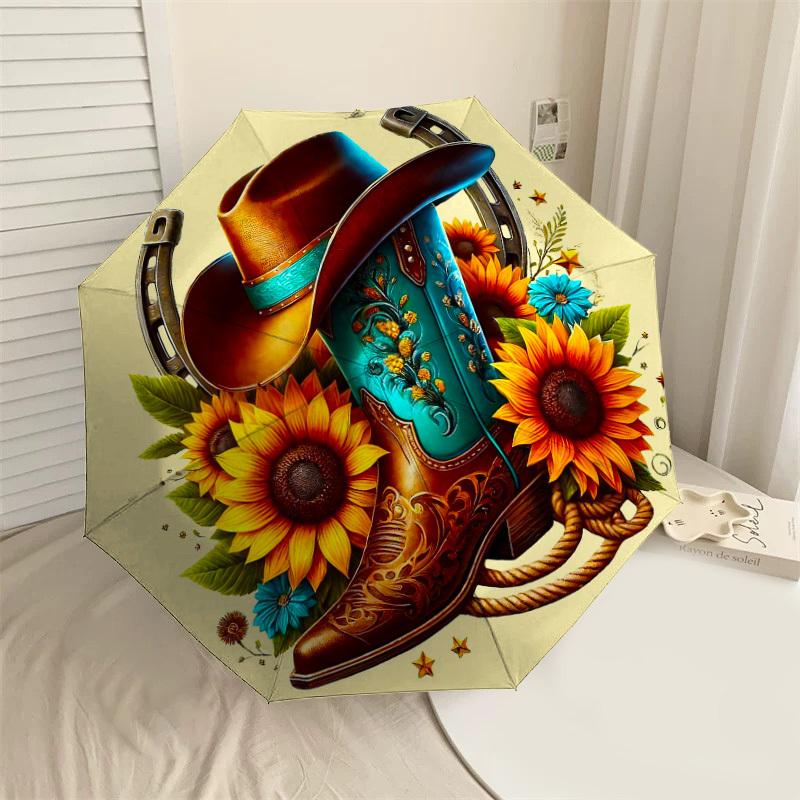 

1PC Cowboy Boot Umbrella-8-Rib Reinforced Portable Folding Travel Suitable for All Seasons Outdoor Daily Use Is an Ideal Choice -F404