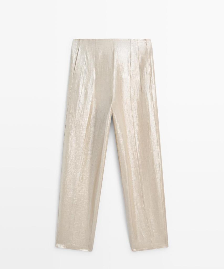 Masimodutti Linen Metallic Fluid Pants