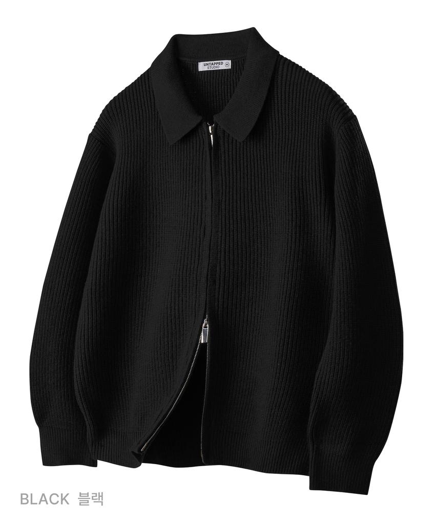 UNTAPPED STUDIO [Set] Viscose Hacci Collar Cardigan + Round Neck Knit