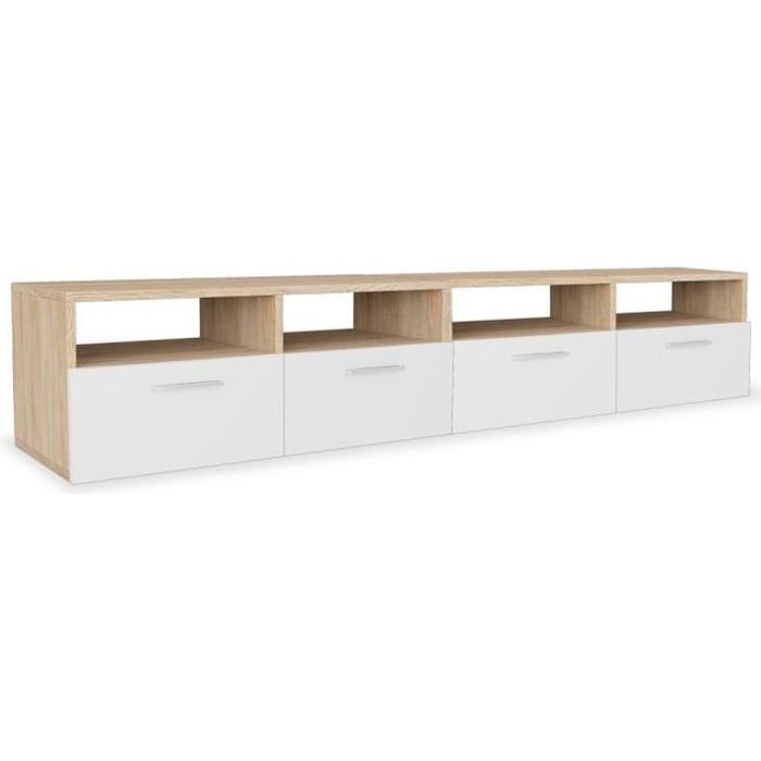 VidaXL Meuble TV 2 pcs Aggloméré 95 x 35 x 36 cm Chêne et blanc