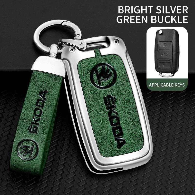 New Leather Car Key Case Cover Holder Protector Shell Fob For Skoda Octavia A5 A7 Fabia Superb Kodiaq Karoq Keychain Accessories