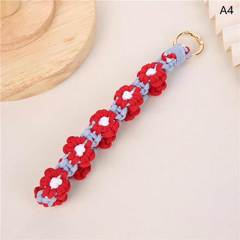 

Креативный цветной шнурок ручной работы в виде цветка маргаритки, цепочка для телефона в стиле бохо, вязанный крючком браслет, сумка, кулон, аксессуары для рукоделия
