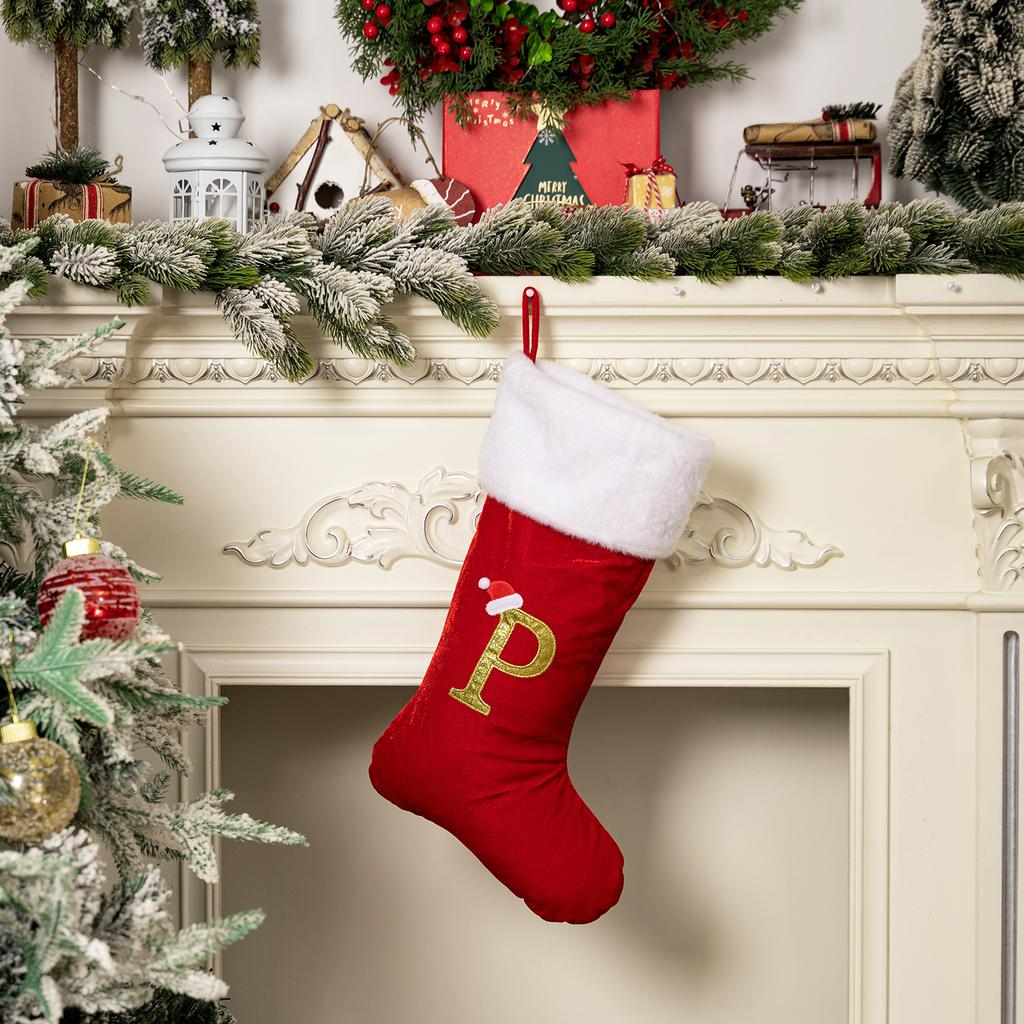 Christmas Home Decoration Red Premium Canary Letter Socks Festive Creative DIY Room Xmas Tree Decoration Christmas Gift Socks