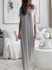 2025 Trendy European & American Women's Solid Short-Sleeve Long Summer Dress
