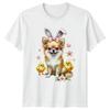 Fluffy Chihuahua Puppy Wearing Heart Unisexs TShirt Easter Spring Gift For Her