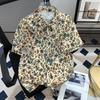 Cuban Collar Thai Beach Floral Shirt Short Sleeve Summer Ice Silk Southeast Asian Clothing Island Vacation Men's Beach Outfit