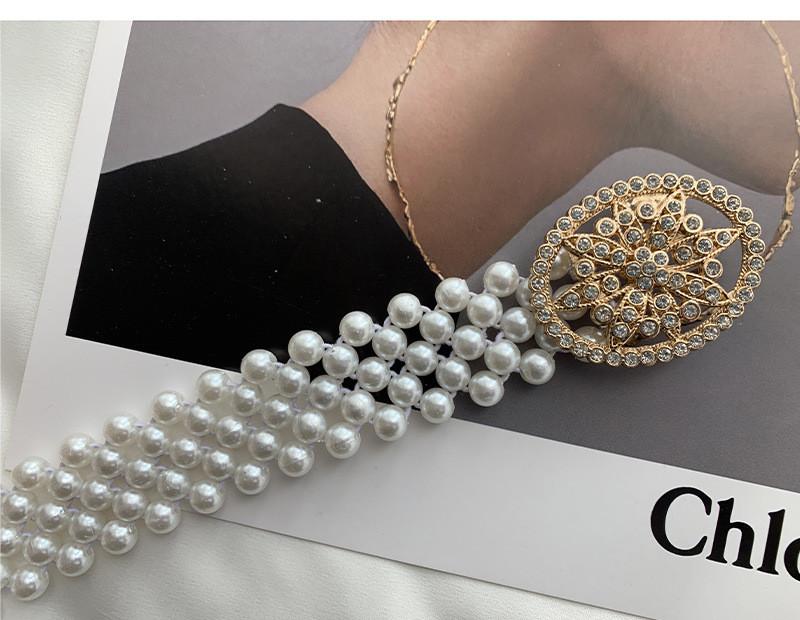 Stylish Korean Pearl Waist Chain For Women With Colorful Petals And Rhinestones