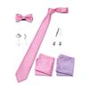 Pack of 9 Men's Floral Tie Set with Pocket Square Tie Clip Brooch Accessories for Formal Occasion Holiday Gift Supply