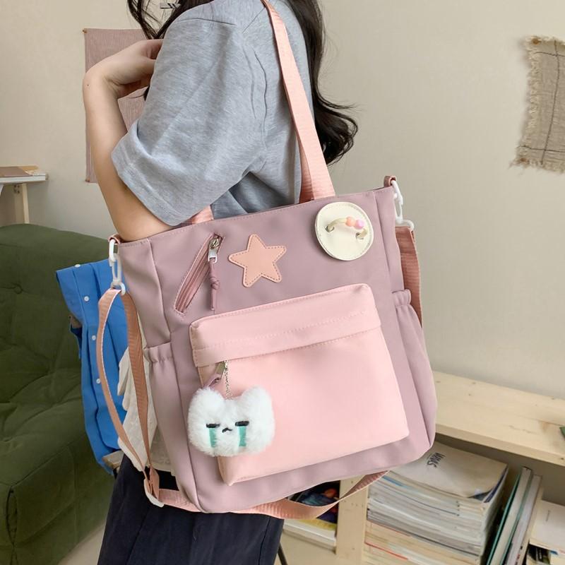 Schoolbag College Style Junior High School Students Elementary School Students Large Capacity Two-piece Set Class Backpack Cute Handheld Tuition Bag