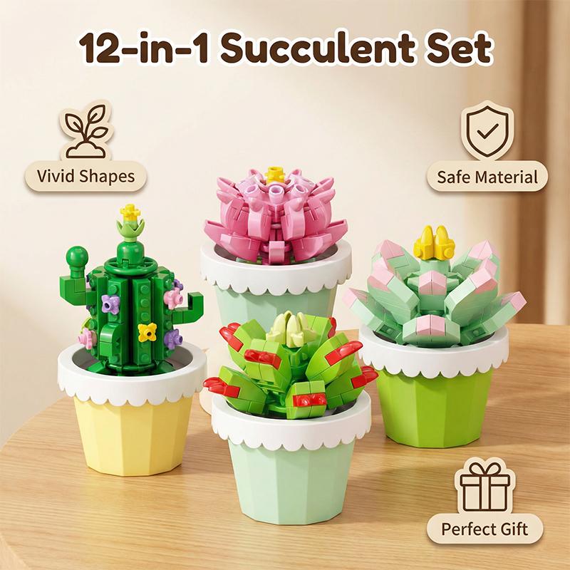 Mini Ewige Blume Baustein Blumen Sukkulente Topfpflanze Bausteine Schreibtischdekoration Mädchengeschenk Kinderspielzeug