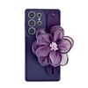 Luxury Dark Purple Ice Velvet Flower Case with Wrist Strap for Samsung S22FE & S23ULTRA